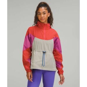 Lululemon Evergreen Anorak Pink Punch Pink Lychee Raw Linen Windbreaker